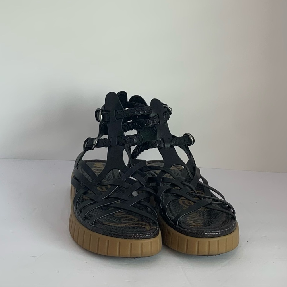 Sam Edelman Black Strappy Sandals with Tan Sole